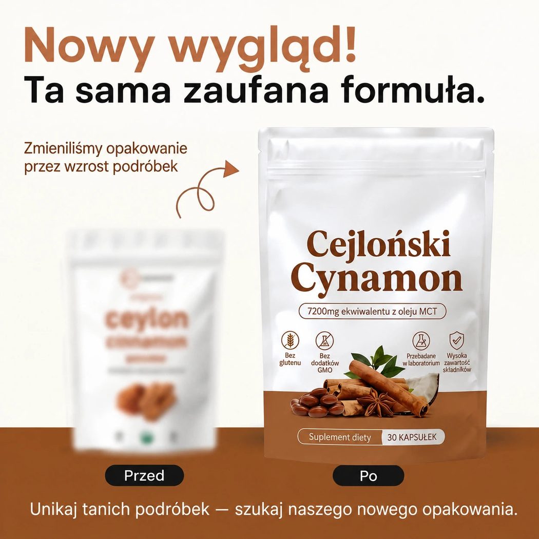 Nowy wygląd, ta sama formuła: opakowanie przed i po
